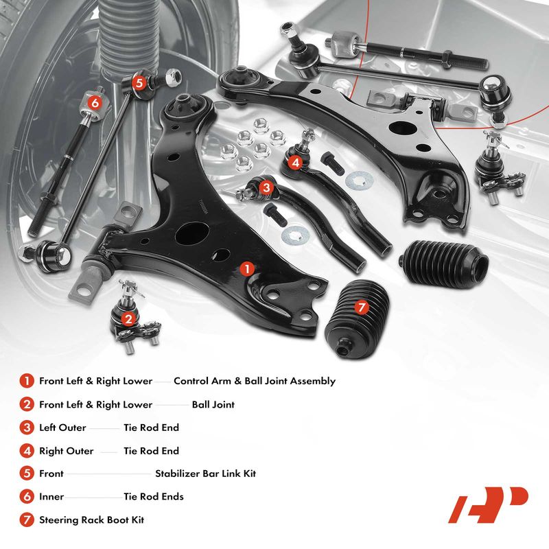 12x Control Arm with Ball Joint & Tie Rod Sway Bar for Toyota Highlander 01-03