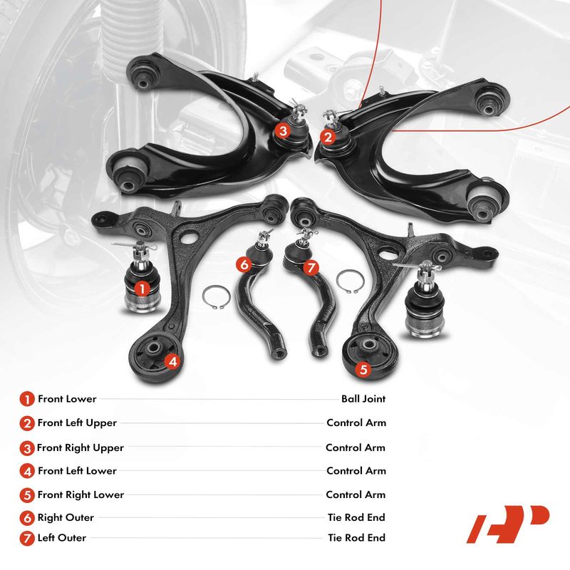 8x Control Arm with Ball Joint Tie Rod End for Acura TSX 04-08 Honda Accord 03-07