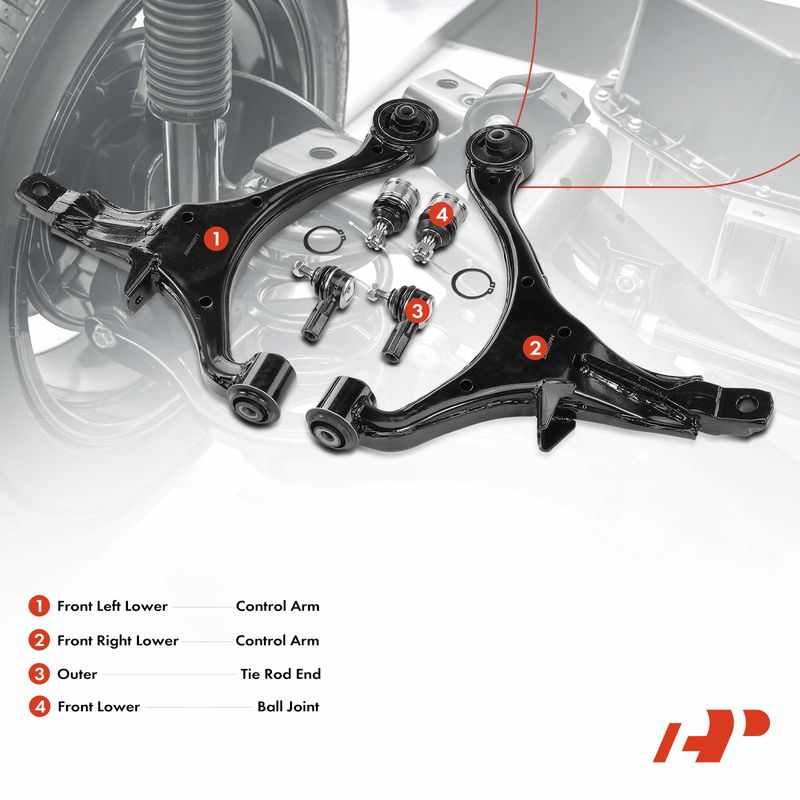 6x Control Arm with Ball Joint & Tie Rod Kit for Honda CR-V 2002-2006 L4 2.4L