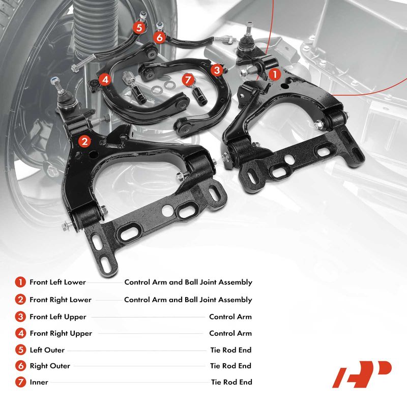 8x Control Arm & Tie Rod End Kit for Buick Rainier Chevy Trailblazer GMC Envoy
