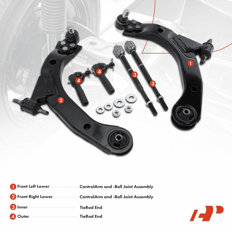 6x Control Arm with Ball Joint & Tie Rod End for Chevrolet HHR Pontiac Saturn