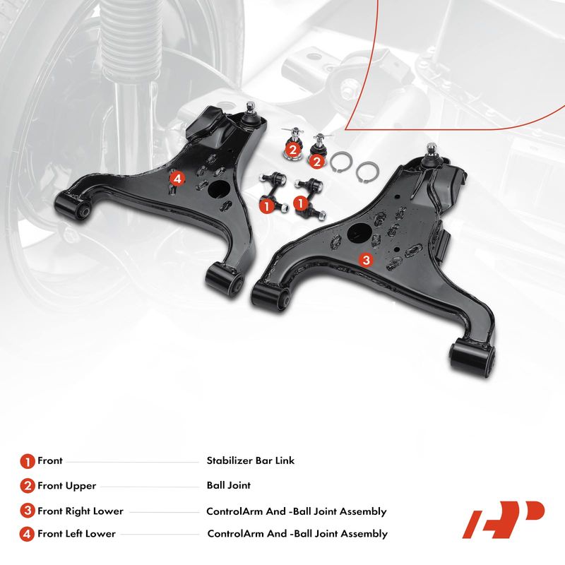 6x Control Arm with Ball Joint & Sway Bar Link for Nissan Titan INFINITI QX56