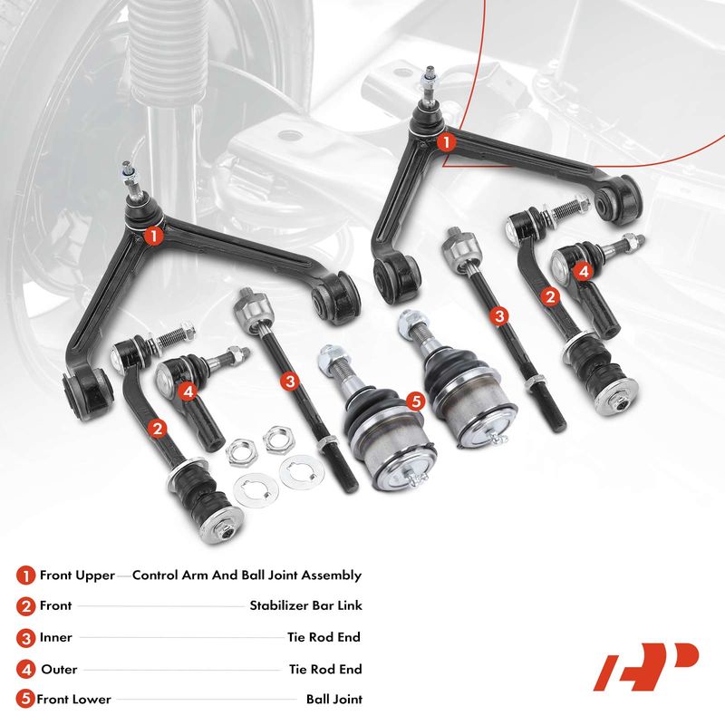 10x Control Arm & Ball Joint & Sway Bar Link & Tie Rod End for Dodge Durango