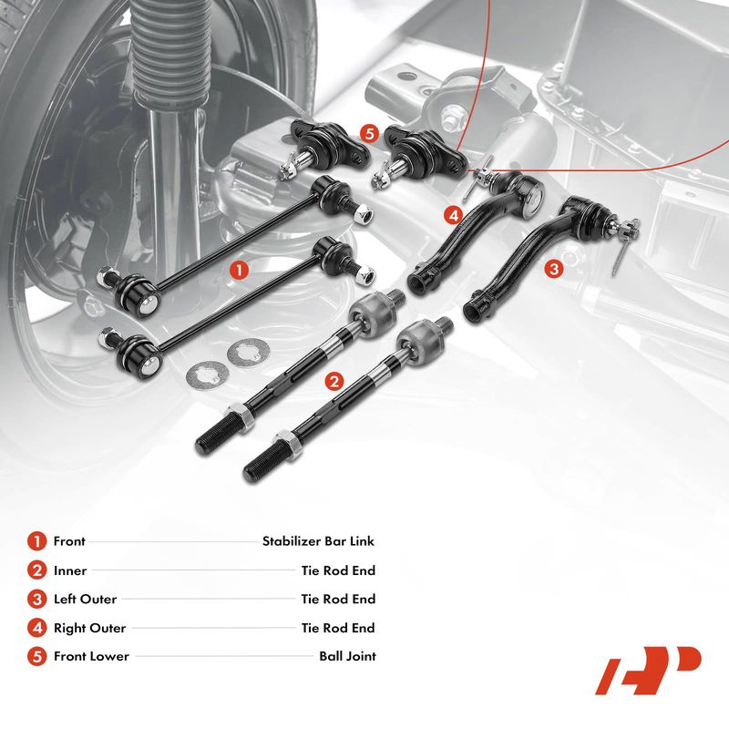 8x Stabilizer Bar Link & Tie Rod End for Hyundai Tucson 05-09 Kia Sportage 05-10