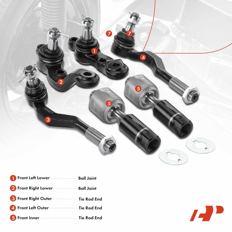 6x Tie Rod End & Ball Joint for Toyota Tacoma 1998-2004 L4 2.4L 4WD