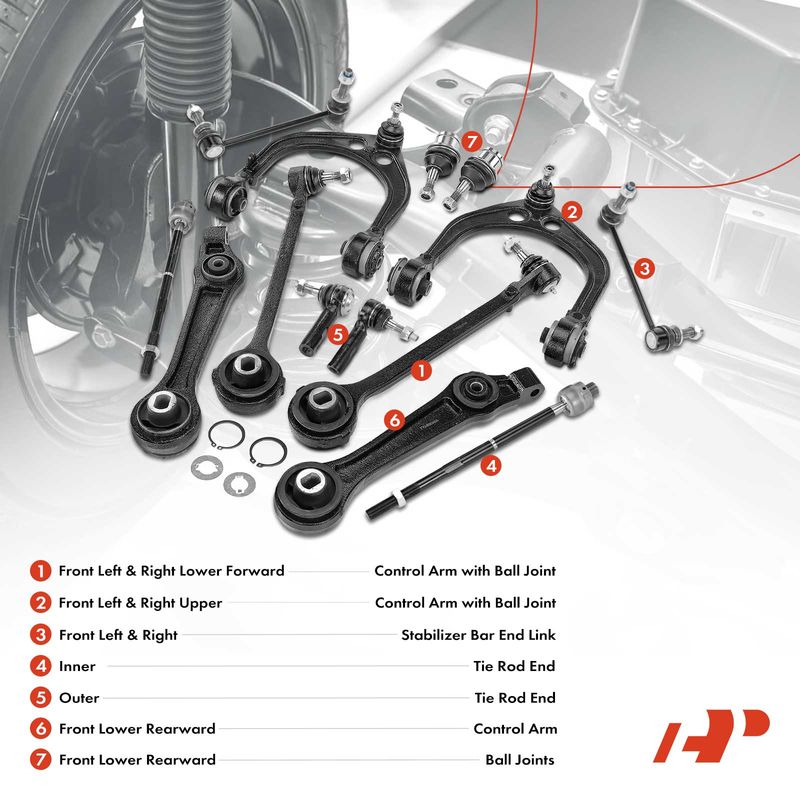 14x Control Arm & Sway Bar Links & Tie Rod for Dodge Charger Chrysler 05-10