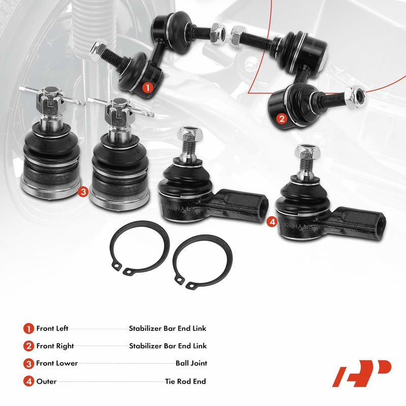 6x Stabilizer Bar Link & Tie Rod End & Ball Joint for Acura EL Honda Civic