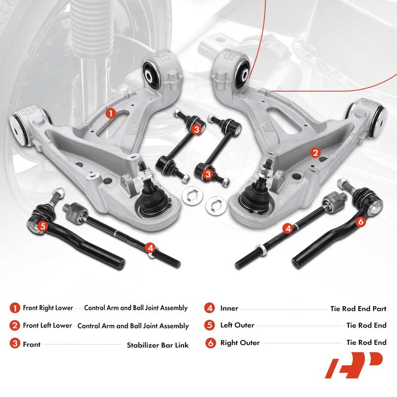 8x Control Arm with Ball Joint Sway Bar Link Tie Rod End for Cadillac CTS