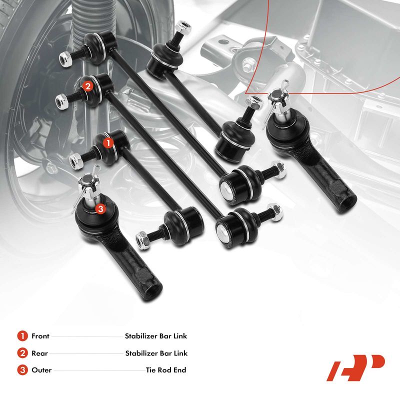 6x Sway Bar Link & Tie Rod End for Mazda Protege 2001-2003 Protege5