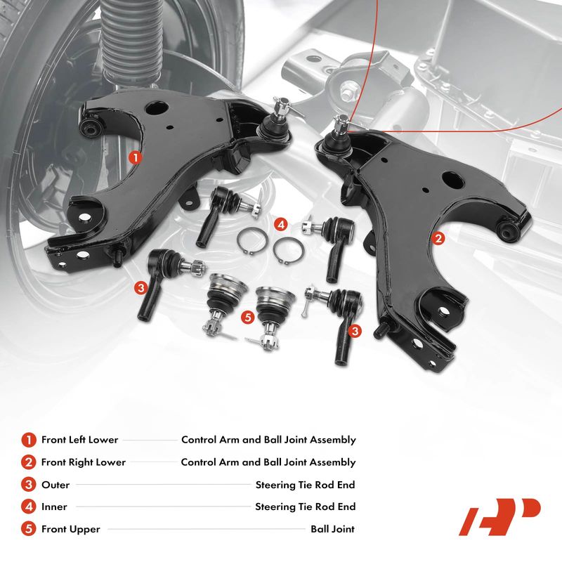 8x Control Arm & Ball Joint & Tie Rod End for Nissan Frontier 98-04 Xterra 2.4L
