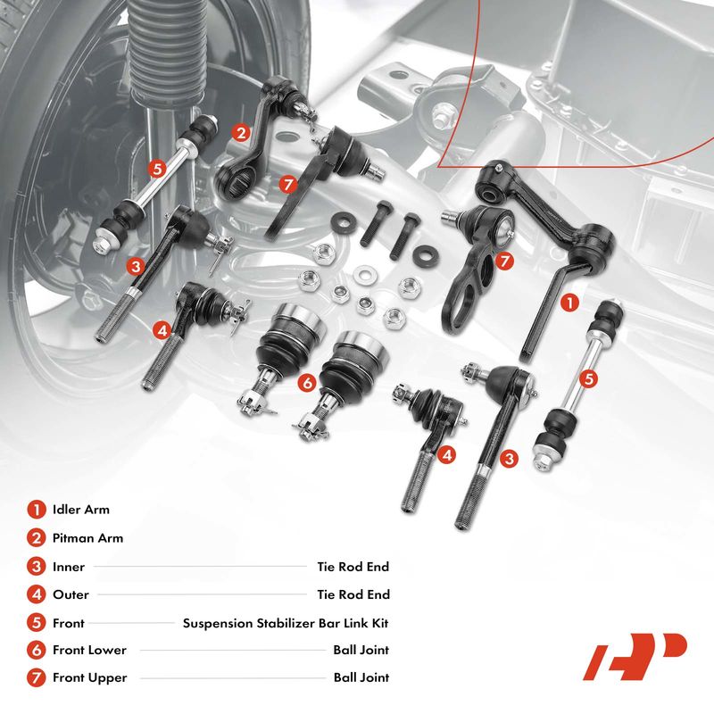 12x Idler & Pitman Arm & Tie Rod End & Sway Bar Link for Ford Crown Victoria