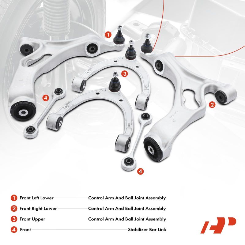 6x Control Arms with Ball Joint & Stabilizer Bar Link for Audi Q7 2011-2015 3.0L