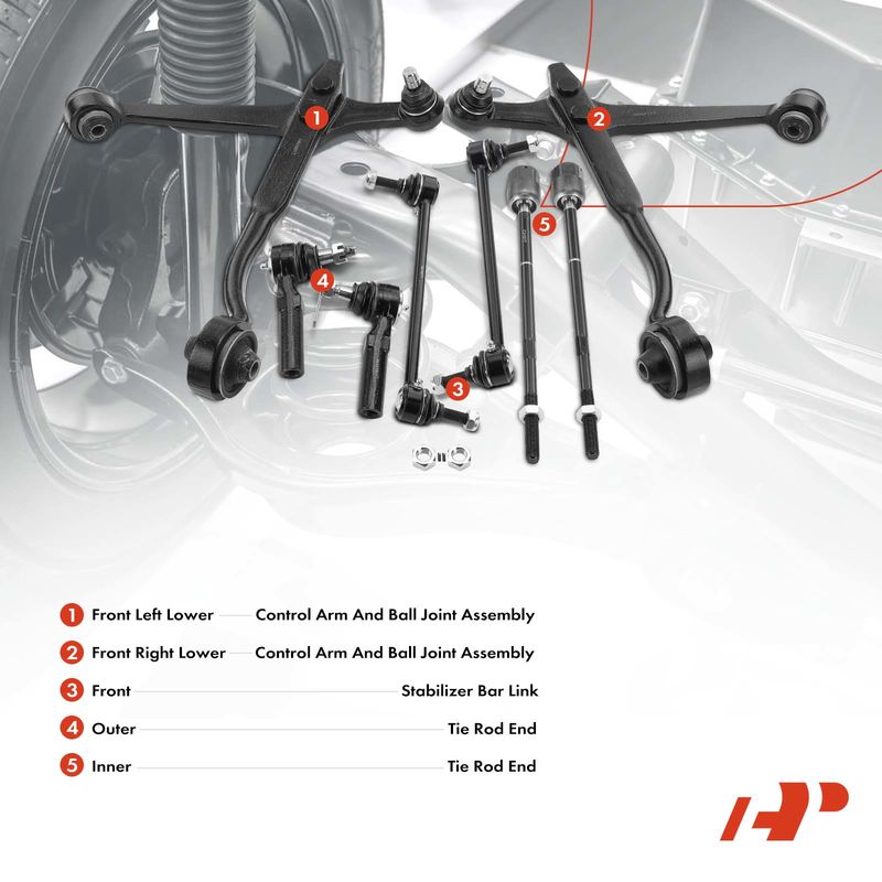 8x Control Arm & Stabilizer Bar Link Tie Rod Kit for Ford Windstar 99-03