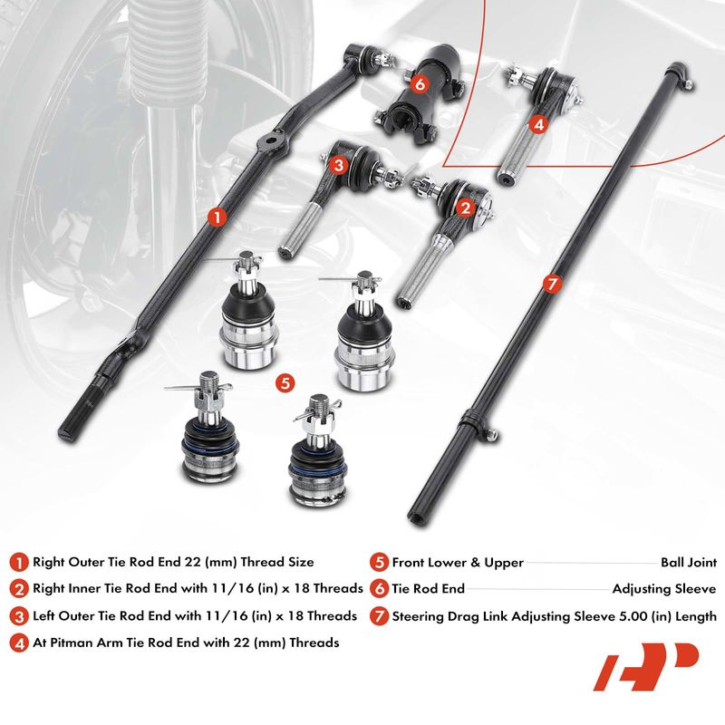 10x Tie Rod End & Ball Joint for Jeep Cherokee 91-06 Comanche 91-92