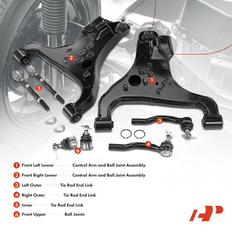 8x Control Arm with Ball Joint Tie Rod for Nissan Titan 04-15 Armada Infiniti