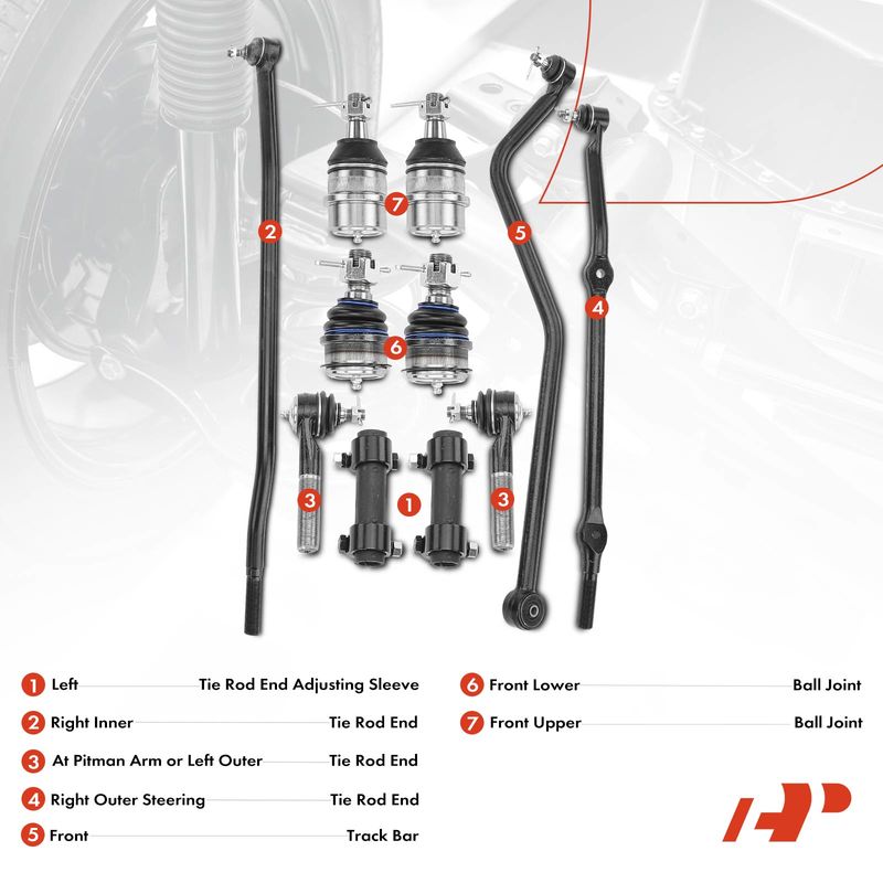 11x Tie Rod End & Ball Joint & Track Bar for Jeep Grand Cherokee Wagoneer