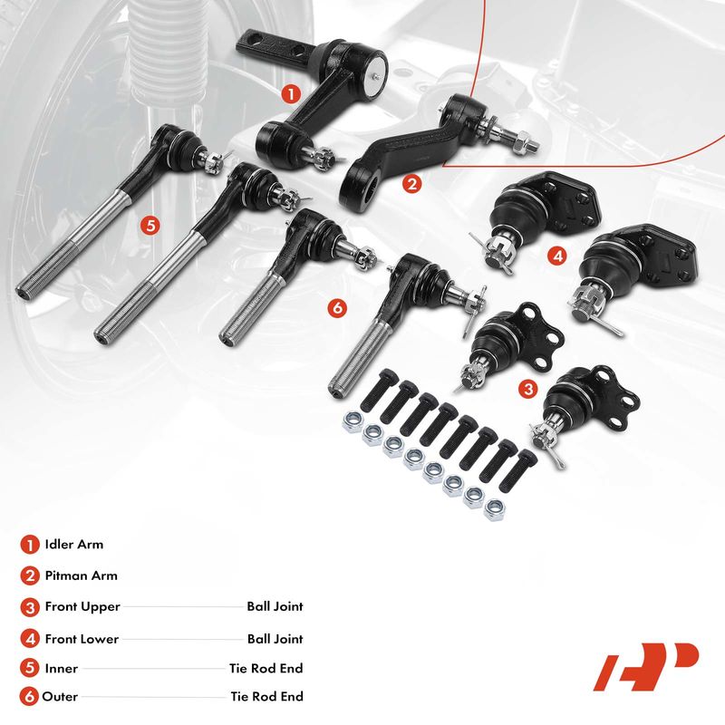 10x Idler & Pitman Arm Tie Rod End Ball Joint for Dodge Ram 2500 3500 00-02 RWD