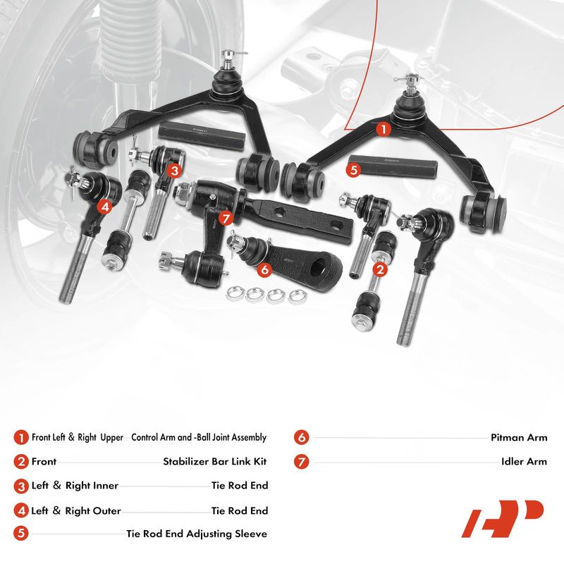 12x Control Arm Tie Rod End Stabilizer Bar Link for Ford F-150 Expedition