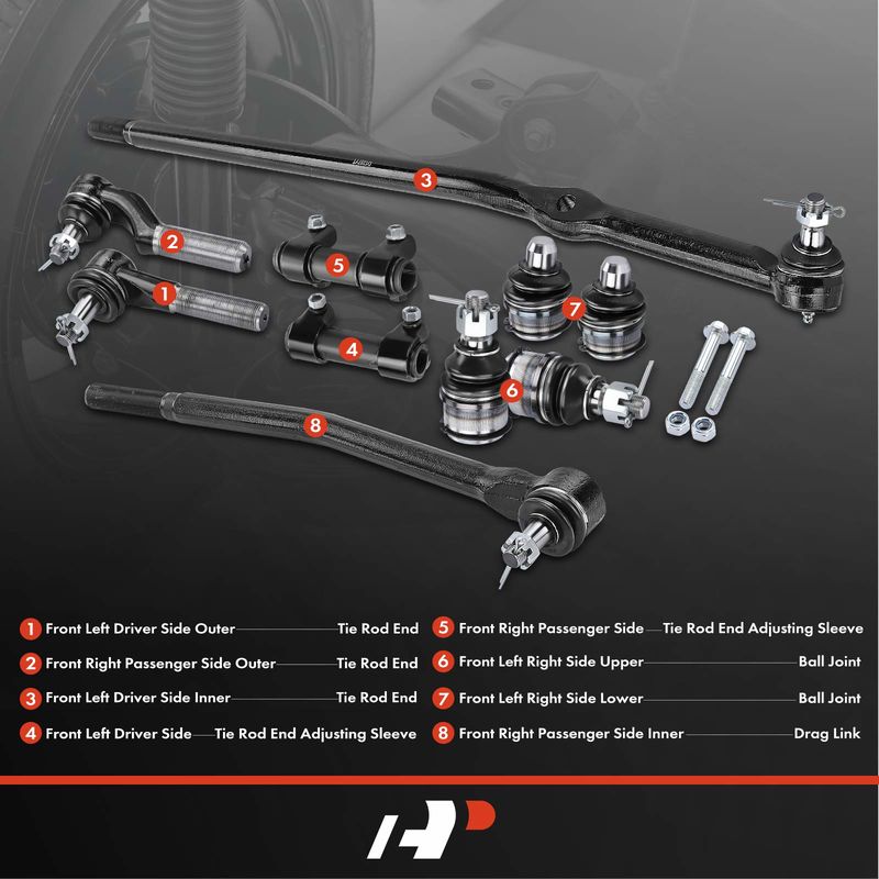 10x Inner & Outer Tie Rod End Ball Joint for Ford E-250 03-06 E-450 Super Duty