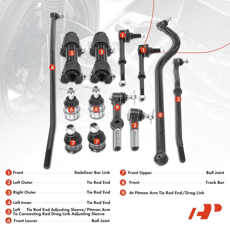13x Stabilizer Bar Link Tie Rod End for Dodge Ram 1500 Ram 2500 4WD