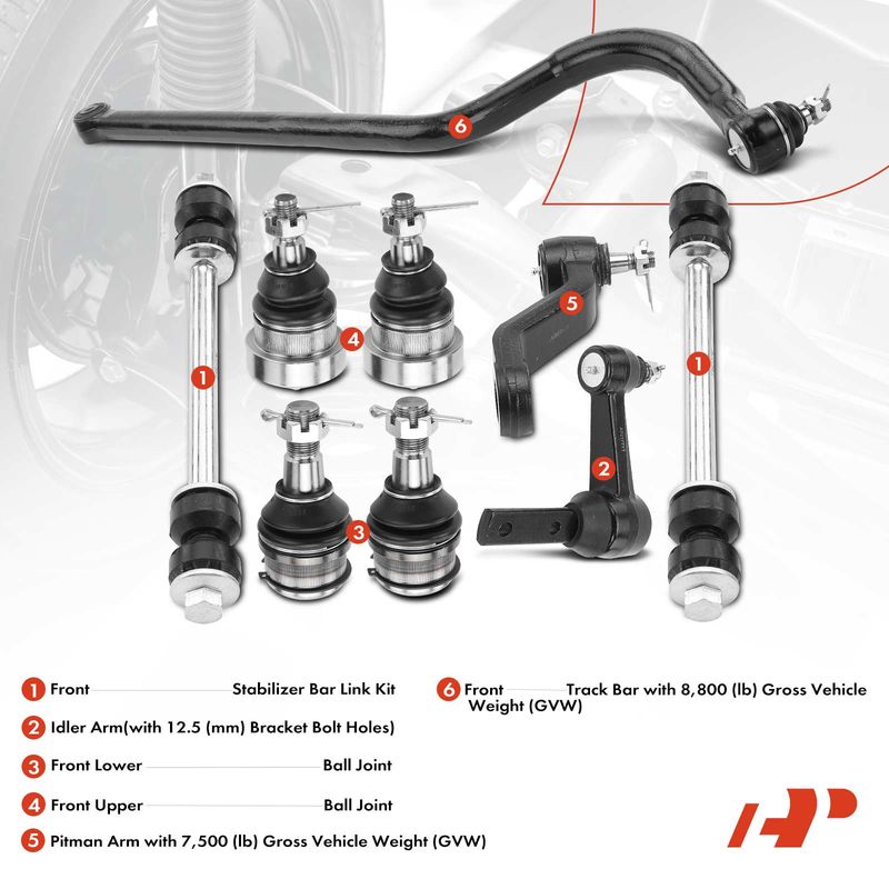 9x Sway Bar Link Idler Arm Track Bar Pitman Arm for Dodge Ram 2500 1994-1996