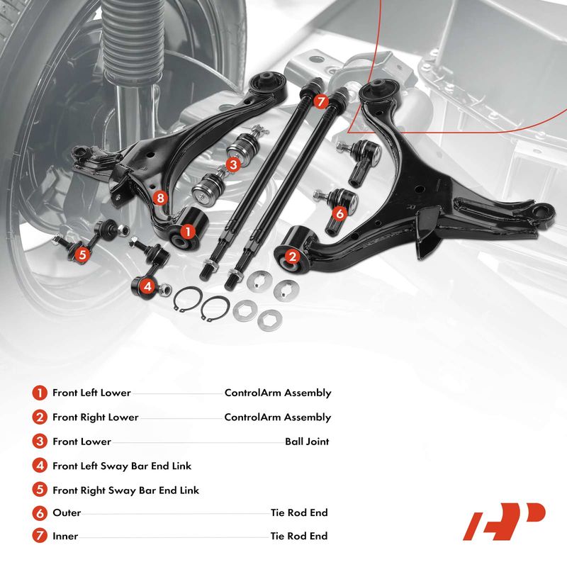 10x Control Arm with Ball Joint Sway Bar Tie Rod for Honda Civic 2001-2005