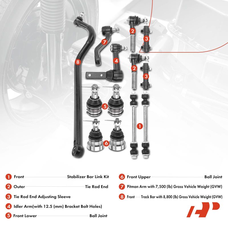 13x Sway Bar Link Tie Rod End Idler Arm Track Bar for Dodge Ram 2500 94-96