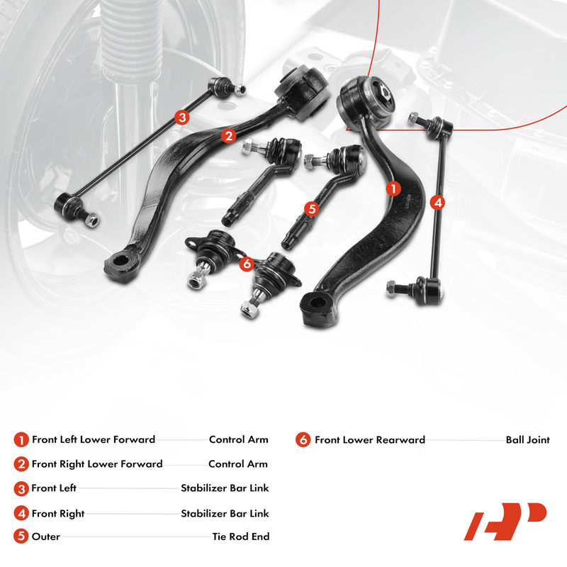 8x Control Arm with Ball Joint Stabilizer Bar Link Tie Rod End for BMW X5