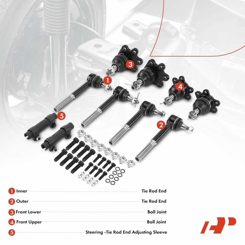 10x Inner & Outer Tie Rod End Lower & Upper Ball Joint for Chevrolet GMC