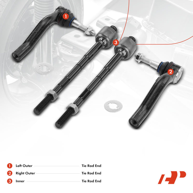 4x Inner & Outer Tie Rod End Assembly for Chevy Blazer 19-21 Cadillac XT6 20-21