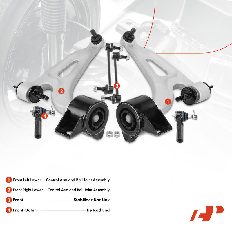 6x Control Arm with Ball Joint Sway Bar Link Tie Rod End for Ford Mercury