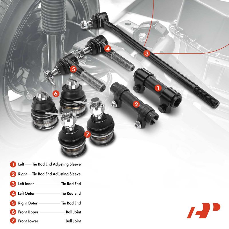 9x Inner & Outer Tie Rod End & Ball Joint for Ford F-150 1987-1996 RWD