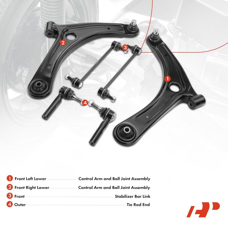 6x Control Arm Sway Bar Link Tie Rod End for Dodge Caliber 07-12 Jeep