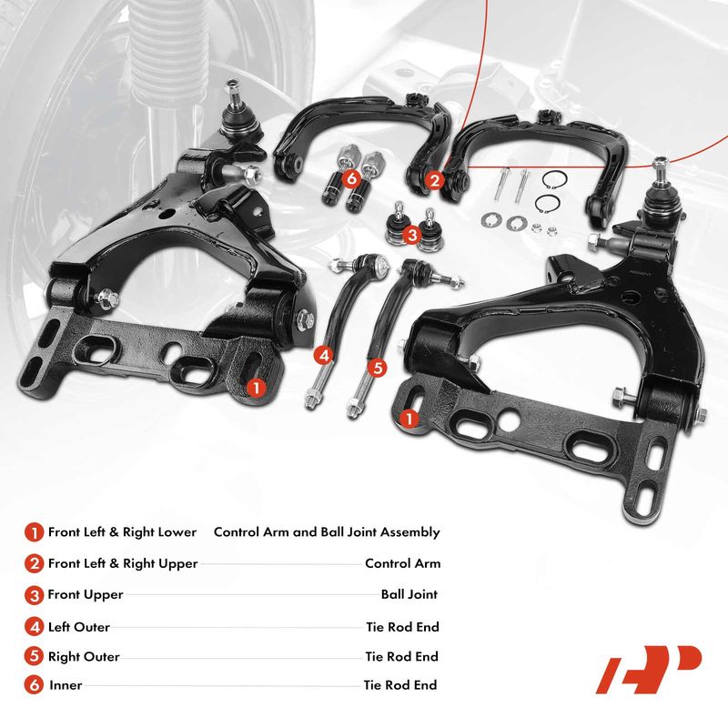 10x Control Arm with Ball Joint Tie Rod for Chevy Trailblazer 04-07 Buick Rainier