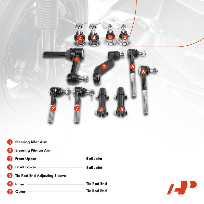 12x Idler & Pitman Arm Ball Joint Tie Rod End for Dodge Ram 2500 3500 1997-1999