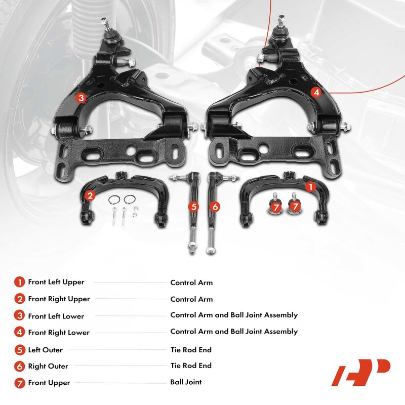 8x Control Arm Tie Rod End Ball Joint for Chevy Trailblazer GMC Envoy 2002