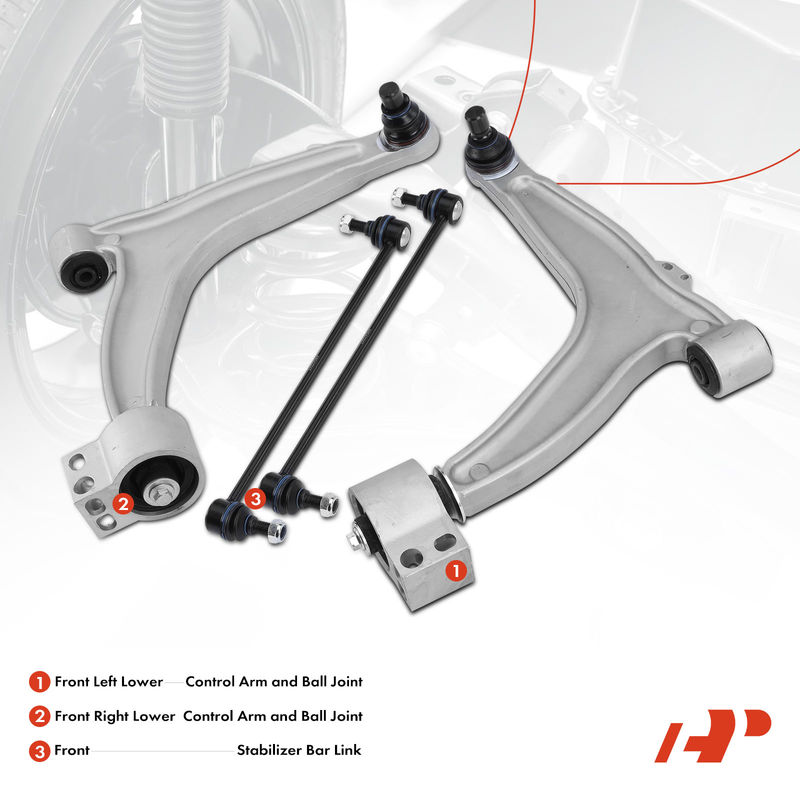 4x Control Arm with Ball Joint & Stabilizer Bar Link for Saab 9-3 2003-2011 9-3X
