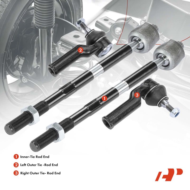 4x Inner & Outer Tie Rod End for Lincoln MKC 2015-2019 2.0L 2.3L