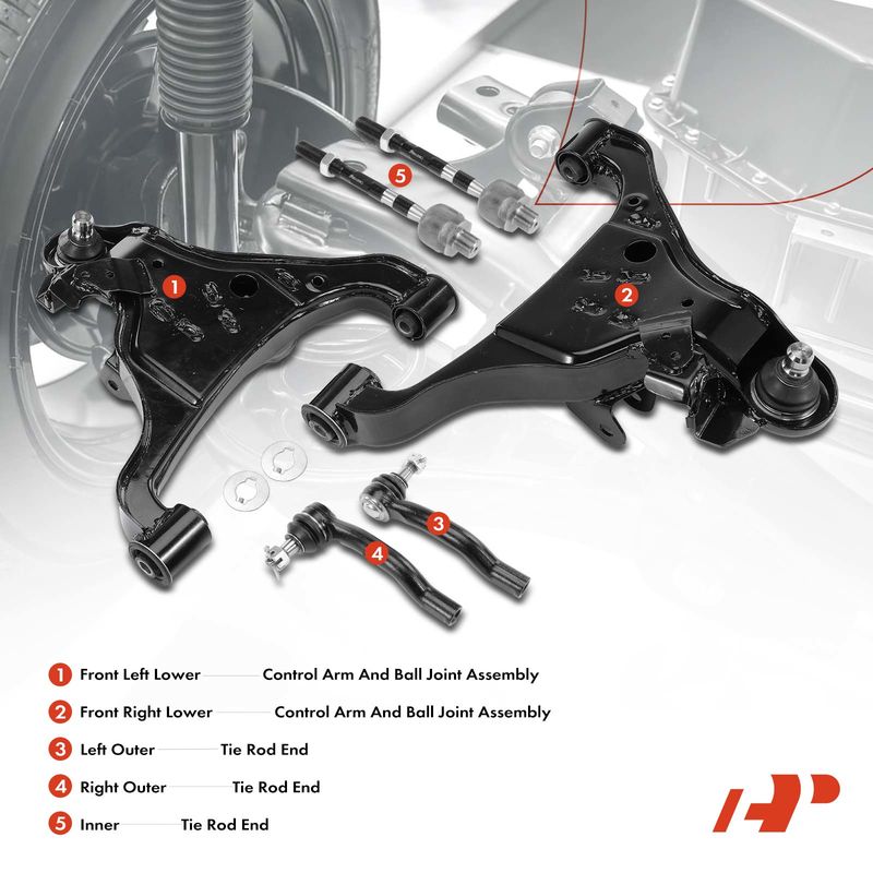 6x Control Arm with Ball Joint Tie Rod End for Nissan Frontier Pathfinder Xterra