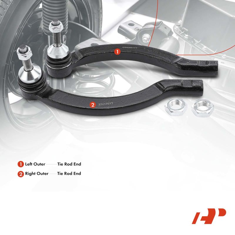 2x Outer Tie Rod End for Volvo S60 2001-2009 S80 2000-2006 V70 2001-2007