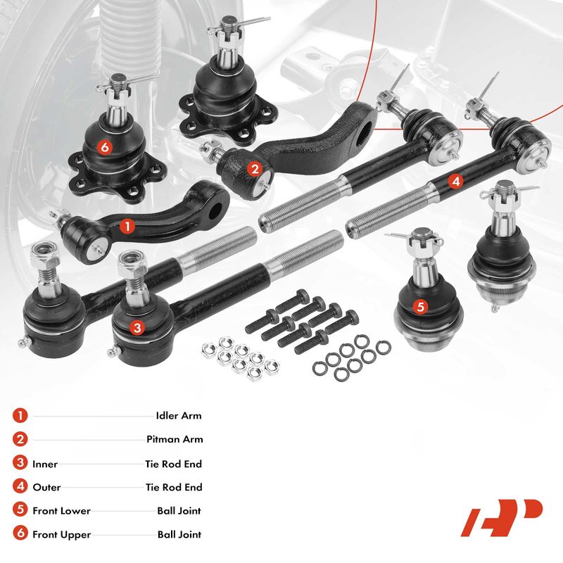 10x Tie Rod End & Idler & Pitman & Idler Arm Ball Joint for Chevrolet GMC K1500