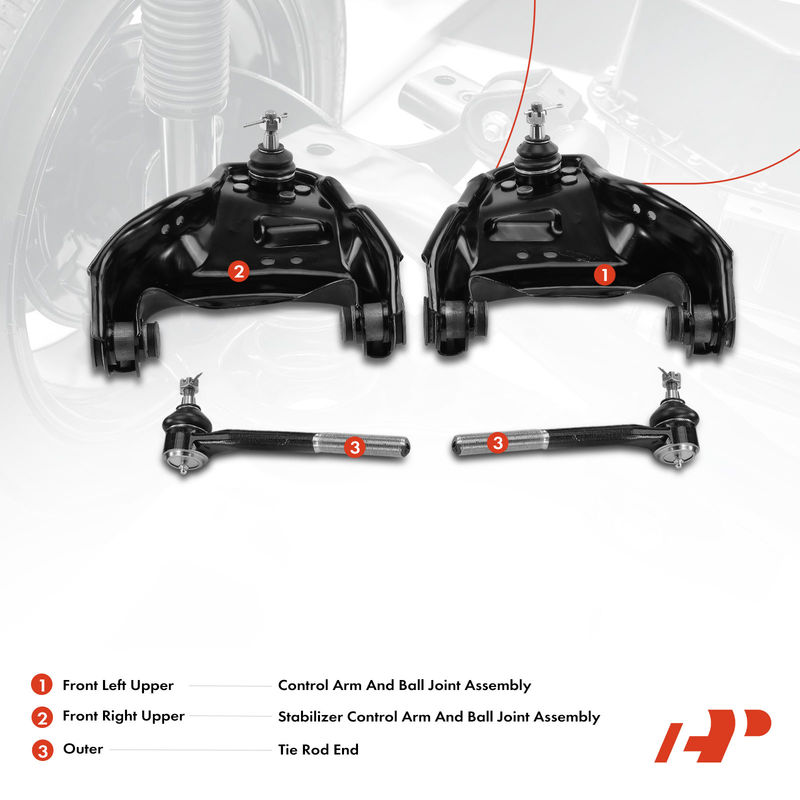 4x Control Arm with Ball Joint & Outer Tie Rod End for Chevy GMC Olds