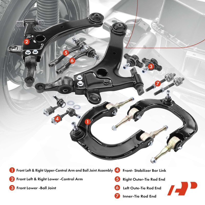 12x Control Arm with Ball Joint Sway Bar Link Tie Rod End for Hyundai Kia