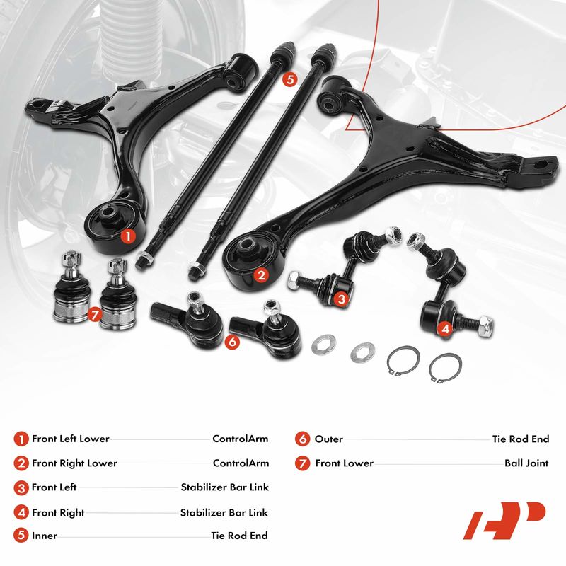 10x Control Arm Stabilizer Bar Link Tie Rod End for Honda CR-V 2002-2004