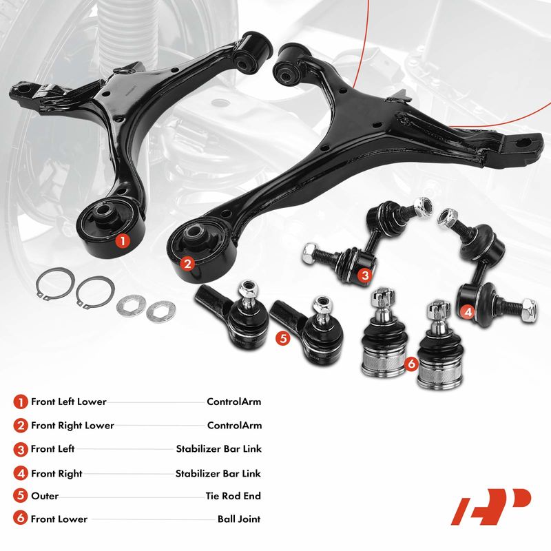 8x Control Arm Stabilizer Bar Link Tie Rod End for Honda CR-V 2002-2004