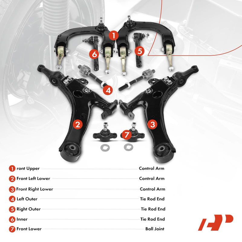 10x Control Arm & Tie Rod End & Ball Joint for Hyundai Sonata XG300 XG350