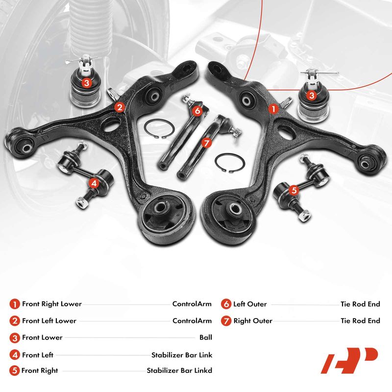 8x Control Arm with Ball Joint & Tie Rods End for Acura TSX Honda Accord