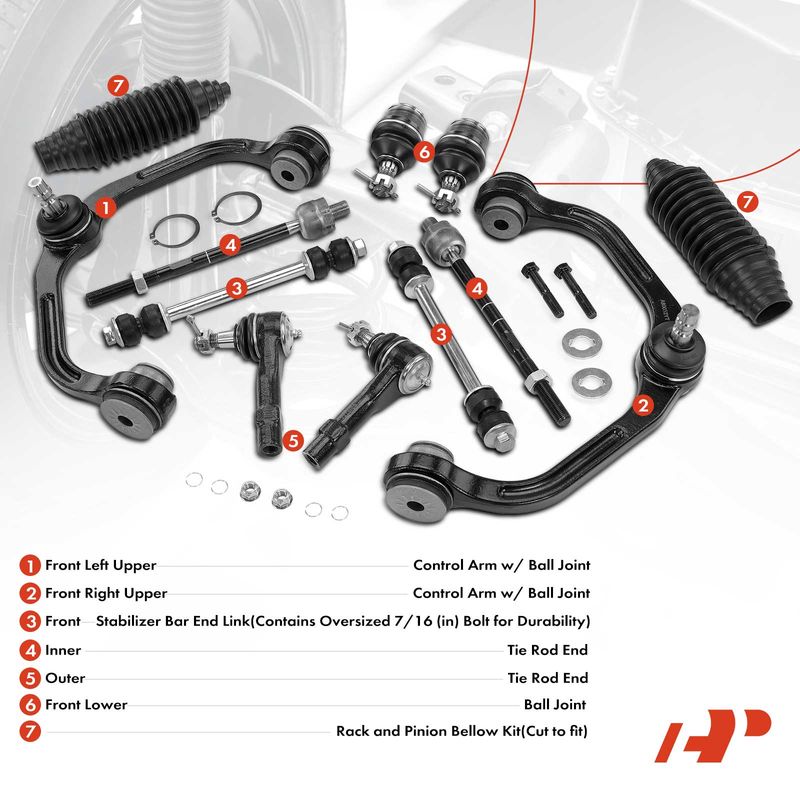 12x Control Arm with Ball Joint Stabilizer Bar End Link for Ford Mazda