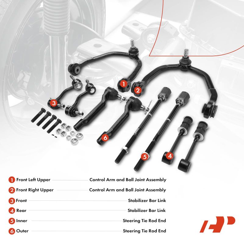 10x Control Arm with Ball Joint Sway Bar Link Tie Rod End for Ford Mercury Cougar
