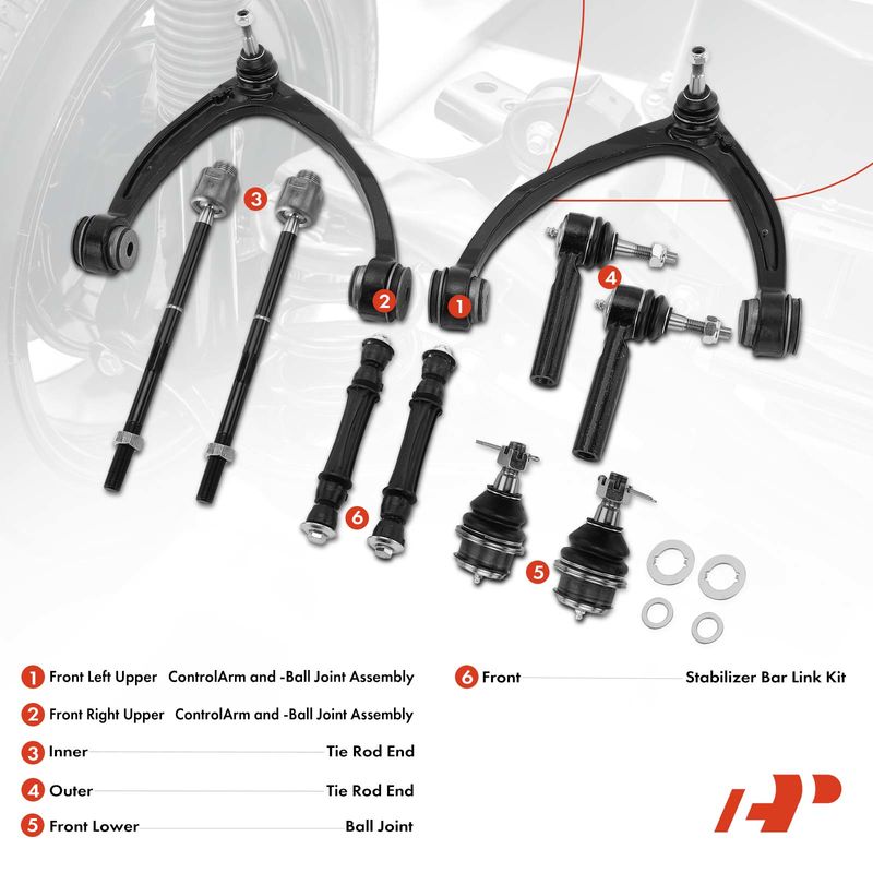 10x Control Arm with Ball Joint Sway Bar Link Tie Rod End for Chevrolet GMC